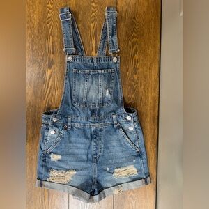 H&M size 4 Divided Distressed Denim Overalls Excellent condition!